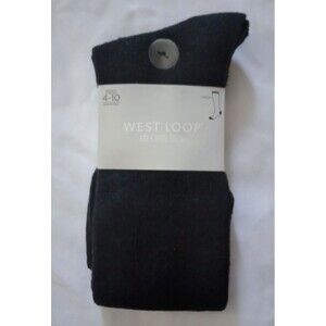 NWT West Loop Thick Knee High Black Socks sz 4-10 Womens Soft Comfort